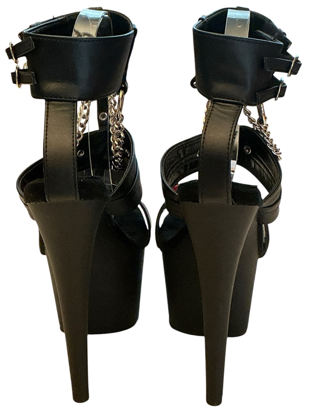 PLEASER Adore-761 Strappy T-Strap Metal Rings Chain Platform Dancer Sandal Sz-9 - Picture 4 of 16